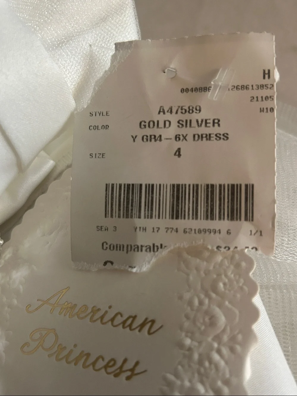 American Princess Ivory Embroidered Floral Tulle Dress